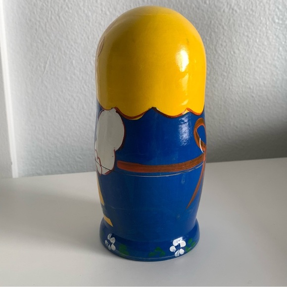 Hand-Painted Russian Nesting Dolls Matryoshka Stacking 6" Tall set of 6 yellow - Picture 10 of 15